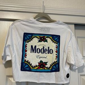 ModelCo White Graphic Crop Top